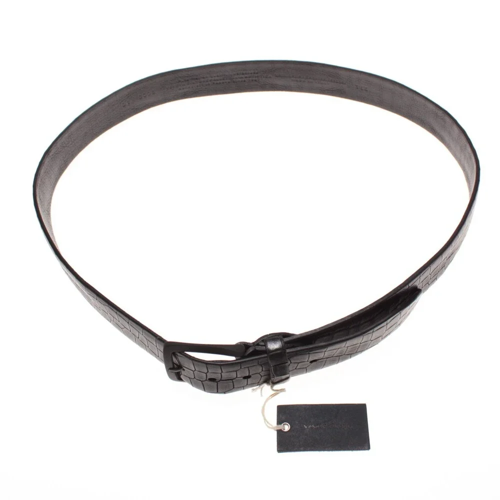 Veneta Cinture NWT Classic Belt Size 115 (US 44) in Black Leather Made in Italy